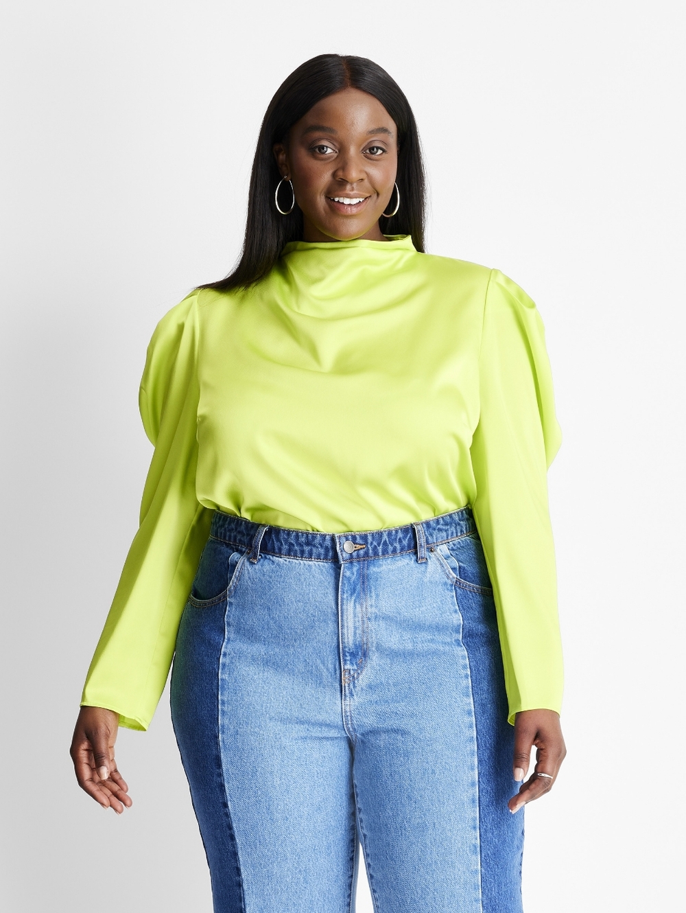 Future Collective Neon Lime Puff Sleeve Blouse